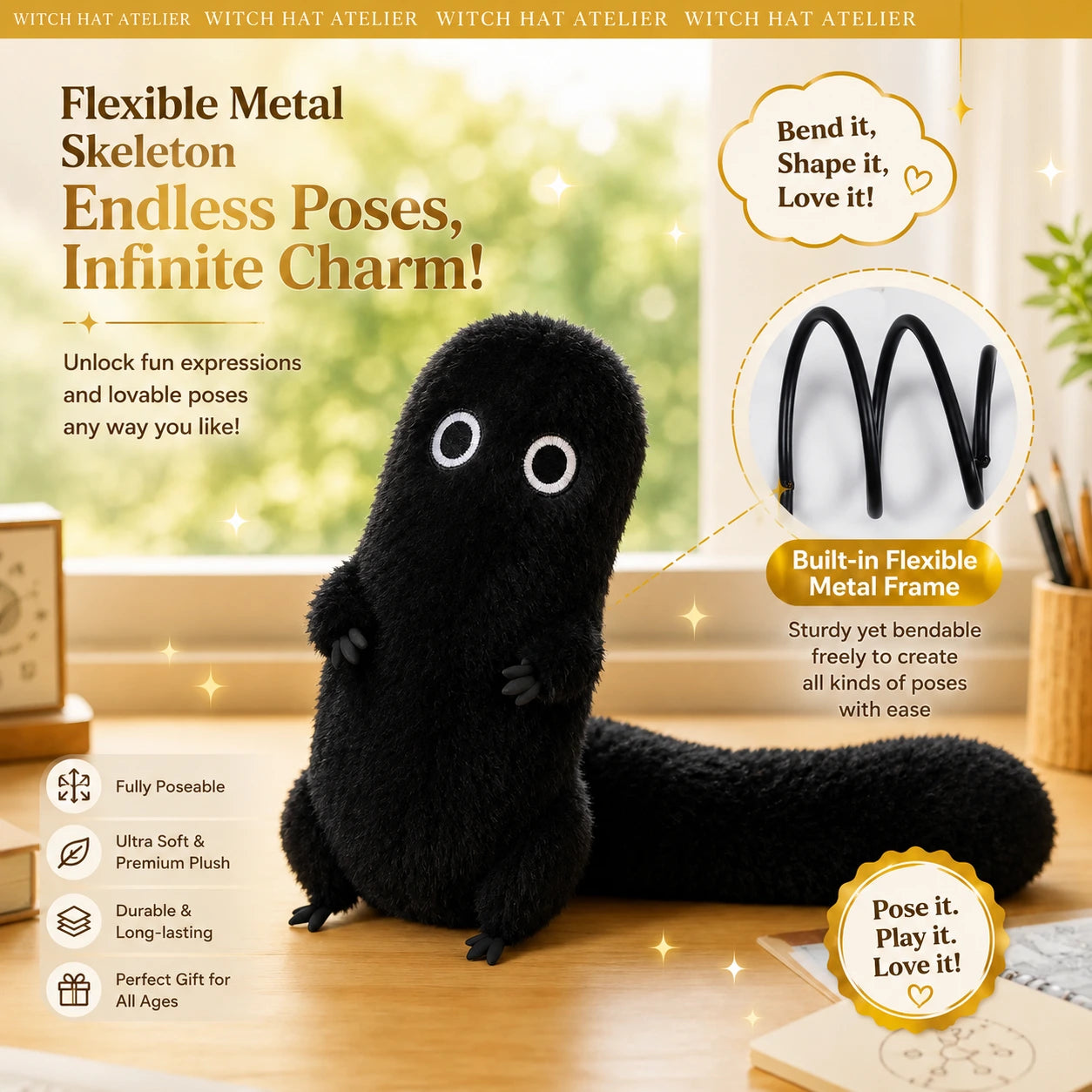 Witch Hat Atelier Black Brushbuddy Plush - 40 cm / 15.9 in