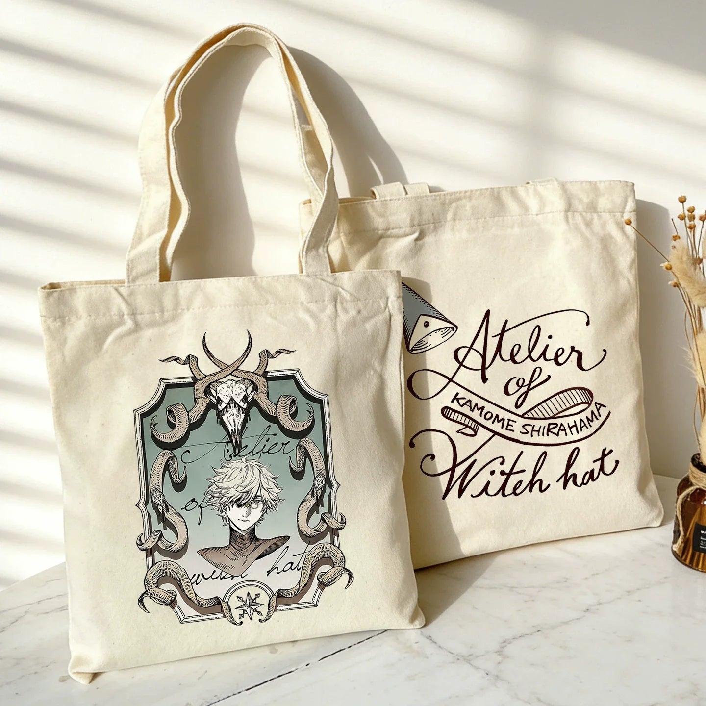 Witch Hat Atelier Large Tote Bag 35x40cm (13.8 x 15.7 in) - Qifrey